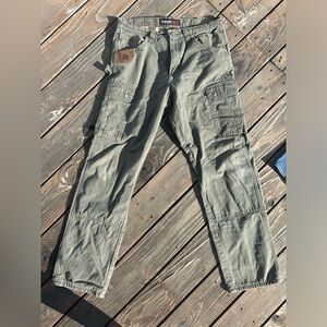 Wrangler Riggs Wear Beige Heavy Duty Rip Stop Canvas Work Pants Adult Size 34x34